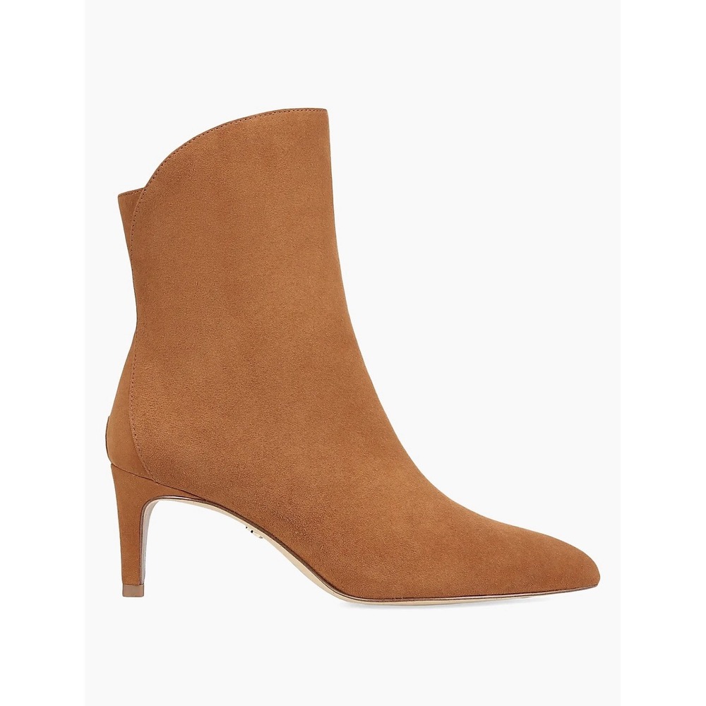 Sam Edelman Usha Suede Pointed Toe Ankle Boots Womens 10 Brown Stiletto Heel